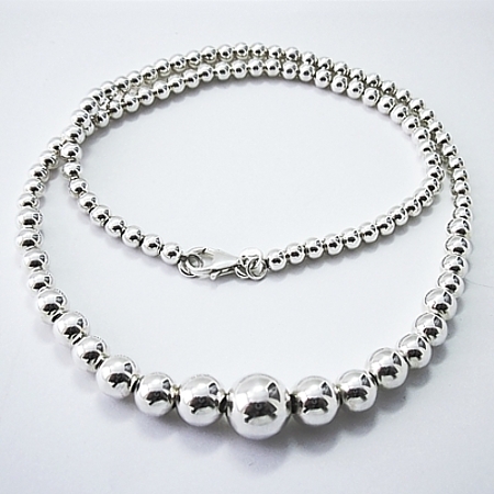 Graduated Sterling Silver Ball Chain - Click Image to Close
